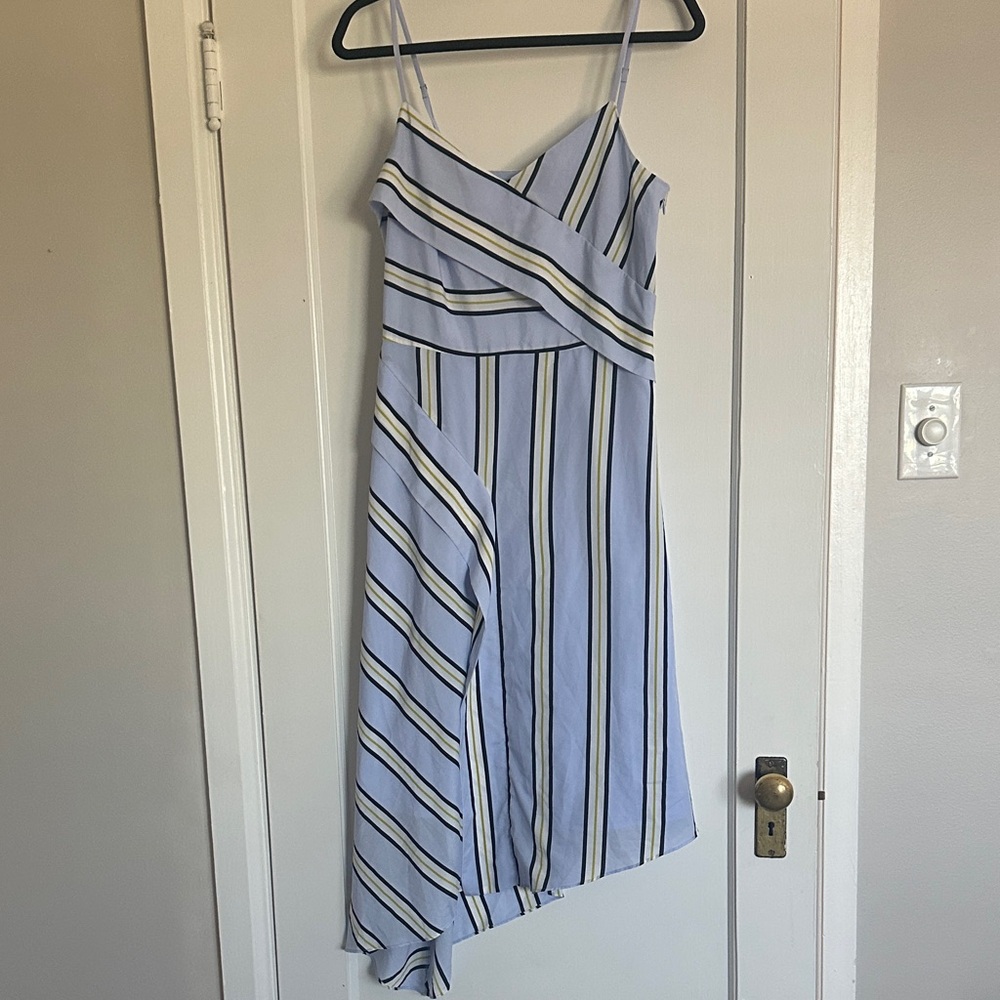 Banana Republic Asymmetrical Blue Striped Dress